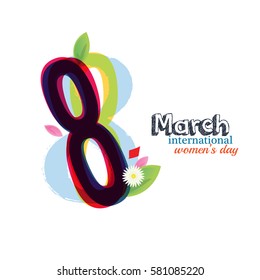 8 March Women's Day greeting card illustration