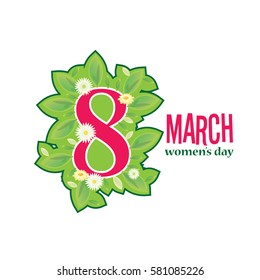 8 March Women's Day greeting card illustration