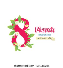 8 March Women's Day greeting card illustration