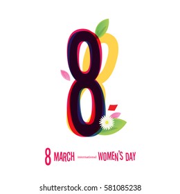 8 March Women's Day greeting card illustration