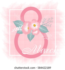 8 March Women's Day greeting card template