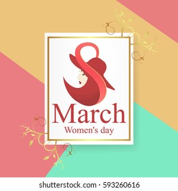 8 March Women's Day greeting card template