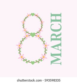 8 March Women's Day greeting card template