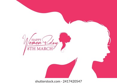 8 March, women's Day holiday greeting card and Happy Women's Day banner design, placard, card, and poster design template and standard color, International Women's Day celebration,