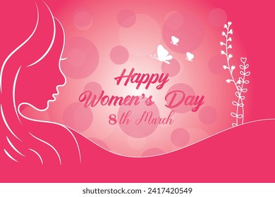 8 March, women's Day holiday greeting card and Happy Women's Day banner design, placard, card, and poster design template and standard color, International Women's Day celebration,