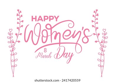 8 March, women's Day holiday greeting card and Happy Women's Day banner design, placard, card, and poster design template and standard color, International Women's Day celebration,