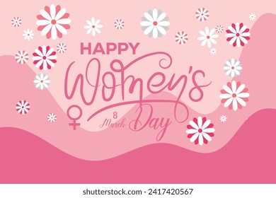 8 de marzo, tarjeta de saludo de feriado del Día de la Mujer y diseño de pancartas, carteles, tarjetas y carteles del Día de la Mujer Feliz y color estándar, celebración del Día Internacional de la Mujer,