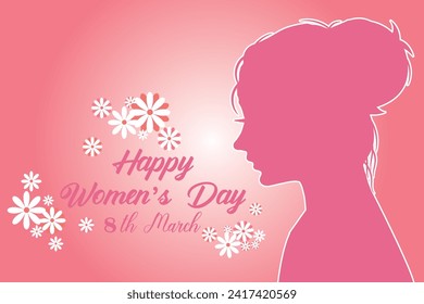 8 March, women's Day holiday greeting card and Happy Women's Day banner design, placard, card, and poster design template and standard color, International Women's Day celebration,