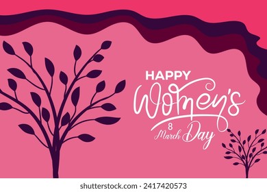 8 March, women's Day holiday greeting card and Happy Women's Day banner design, placard, card, and poster design template and standard color, International Women's Day celebration,