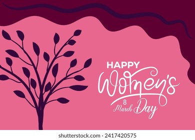 8 March, women's Day holiday greeting card and Happy Women's Day banner design, placard, card, and poster design template and standard color, International Women's Day celebration,