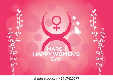 8 March, women's Day holiday greeting card and Happy Women's Day banner design, placard, card, and poster design template and standard color, International Women's Day celebration,