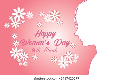 8 March, women's Day holiday greeting card and Happy Women's Day banner design, placard, card, and poster design template and standard color, International Women's Day celebration,