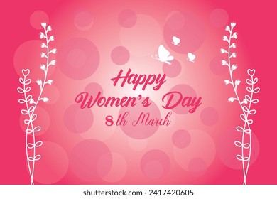 8 March, women's Day holiday greeting card and Happy Women's Day banner design, placard, card, and poster design template and standard color, International Women's Day celebration,