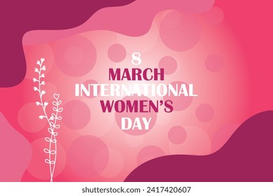 8 March, women's Day holiday greeting card and Happy Women's Day banner design, placard, card, and poster design template and standard color, International Women's Day celebration,