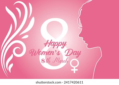 8 March, women's Day holiday greeting card and Happy Women's Day banner design, placard, card, and poster design template and standard color, International Women's Day celebration,