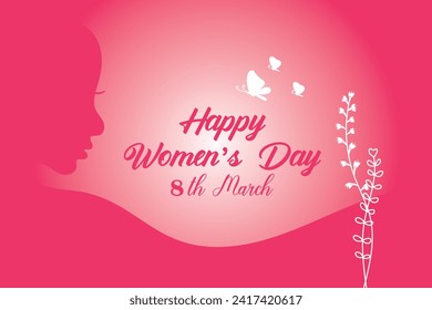 8 March, women's Day holiday greeting card and Happy Women's Day banner design, placard, card, and poster design template and standard color, International Women's Day celebration,