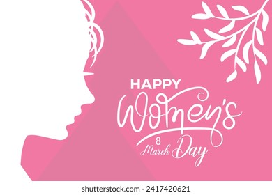 8 March, women's Day holiday greeting card and Happy Women's Day banner design, placard, card, and poster design template and standard color, International Women's Day celebration,