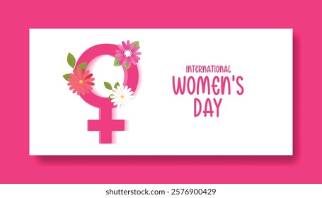 8 march women's day horizontal editable banner and women's day vector background cover header ads floral illustration, suitable for womens day social media cover flyer or poster design