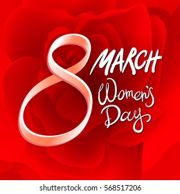 8 march womens day. red rose background art