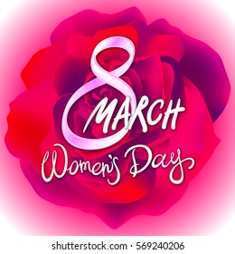 8 march womens day. red pink rose background art