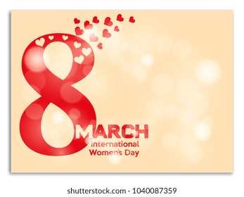 8 March Womens Day sign icon. Holiday symbol. 8 march Icon on blurred background. Vector 8 march