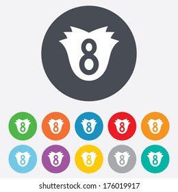 8 March Women's Day sign icon. Flower symbol. Round colourful 11 buttons. Vector