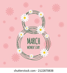 8 march women's day, social media post template or greetings card, vector illustration