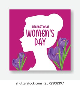 8 march women's day social media post banners ads template with realistic flower and female silhouette illustration background
mothers day square flyer or poster invitation greetings spring card