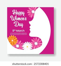 8 march women's day social media post banners ads template with realistic flower and female silhouette illustration background
mothers day square flyer or poster invitation greetings spring card