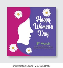 8 march women's day social media post banners ads template with realistic flower and female silhouette illustration background
mothers day square flyer or poster invitation greetings spring card