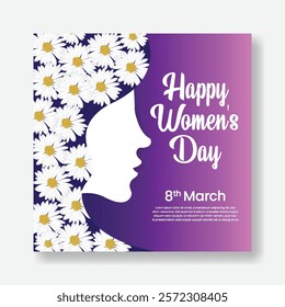 8 march women's day social media post banners ads template with realistic flower and female silhouette illustration background
mothers day square flyer or poster invitation greetings spring card