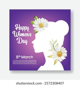 8 march women's day social media post banners ads template with realistic flower and female silhouette illustration background
mothers day square flyer or poster invitation greetings spring card