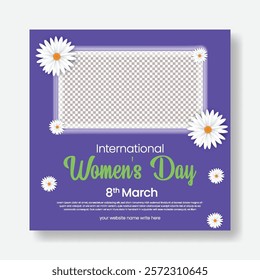 8 march women's day social media post banners ads template with realistic flower illustration background
womens day sale offer discount square flyer or poster invitation greetings spring card