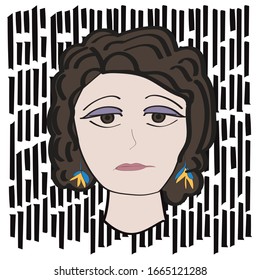  8 de marzo. Tarjeta de saludo vectorial del día de la mujer con decoración de tulipanes cortados de papel, chamóiles y hojas. La mujer se enfrenta al estilo de papel cortado. Aplicable a banner web, volante, tarjetas y invitación.
