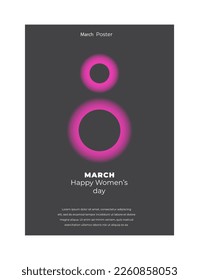 8 March. Women's day vector greeting card with Number 8 in the style of cut paper. Minimalistic poster. Vector illustration concept