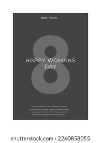 8 March. Women's day vector greeting card with Number 8 in the style of cut paper. Minimalistic poster. Vector illustration concept