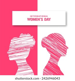 8 March Women's Day Vector Line Art