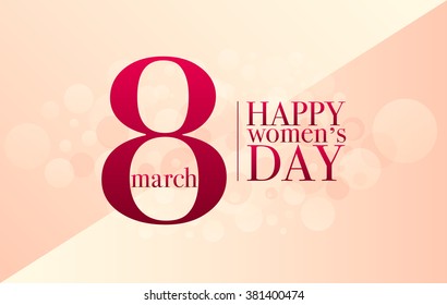 8 March women's day vector with bokeh
