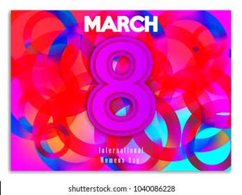 8 March Women's Day Water Colors Style Abstract Background Vector Greeting Card, Flyer, Poster Design