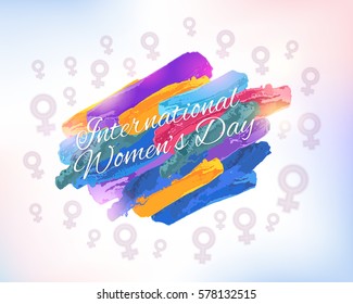 8 March Women's Day Water Colors Style Abstract Background