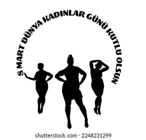 8 Mart Dünya Kadınlar Günü Kutlu Olsun template design. Text translate: Happy 8 March International Women's Day