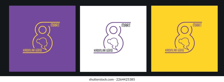 8 Mart Kadınlar Günü
Turkish post design worked with yellow, purple and white color alternatives. translation: 8 march, women's day