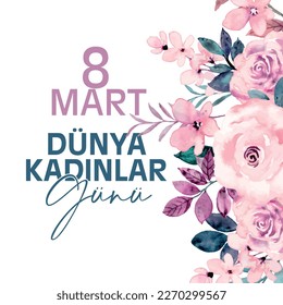 8 mart kadınlar günü
Vector pink and purple flowers. translation: happy march 8 international women's day