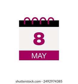 8 may calendar date icon vector eps