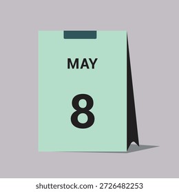 8 may calendar date icon minimal desk calendar vector illustration