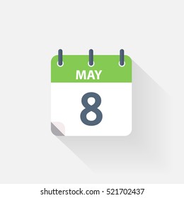 8 may calendar icon on grey background