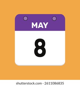 8 may calender icon text page monthly web design.