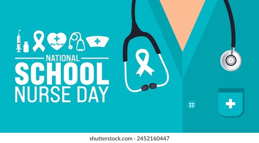 8 may School Nurse Day background template. Holiday concept. use to background, banner, placard, card, and poster design template with text inscription and standard color. vector illustration.