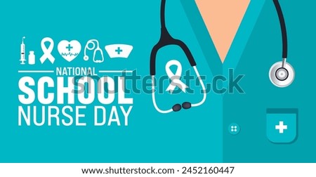 8 may School Nurse Day background template. Holiday concept. use to background, banner, placard, card, and poster design template with text inscription and standard color. vector illustration.