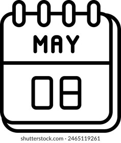8 de mayo Diseño de iconos de línea de Vector